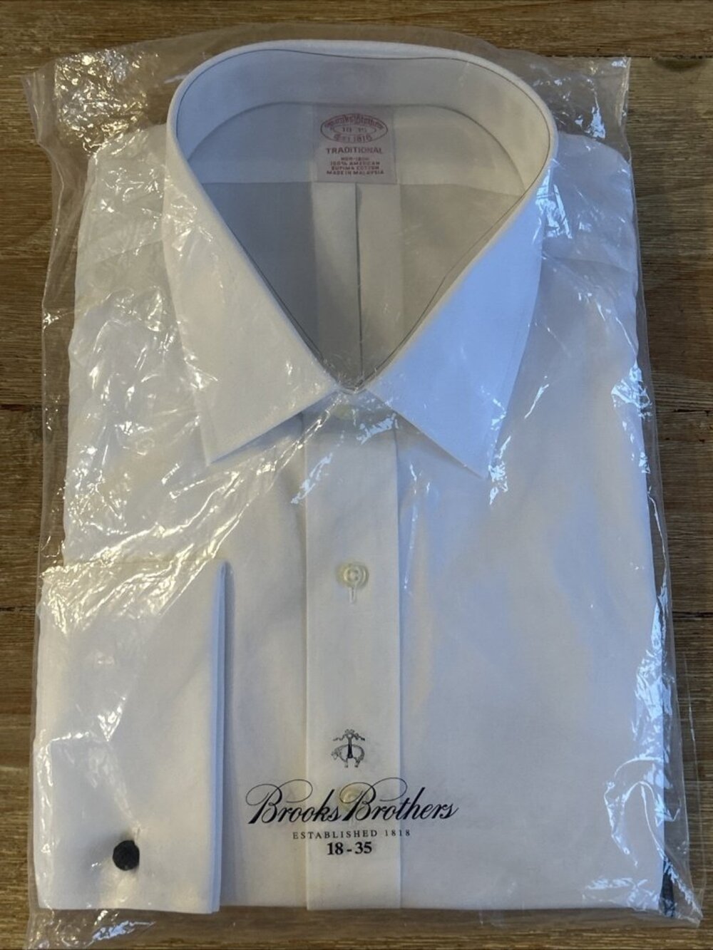 Brooks Brothers 18 35 Traditional Fit Dress Shirt French Cuff  White Non Iron